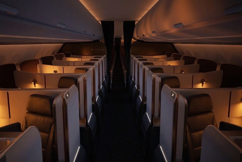 Air Canada Signature Class cabin on the Boeing 787-10, one-two-one suites with direct aisle access