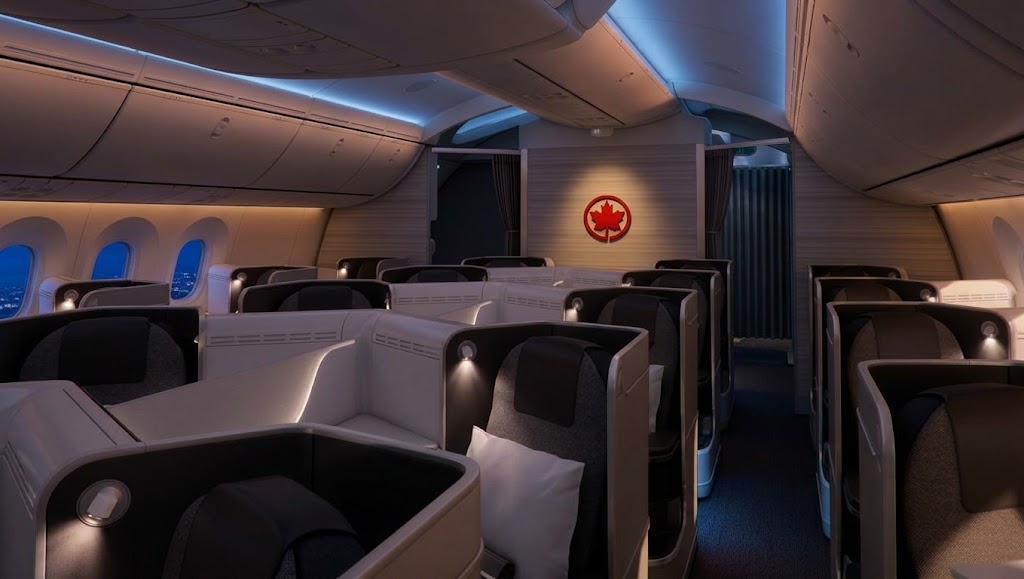 Air Canada Boeing 787-8 Signature Class cabin, Collins Super Diamond pods in a one-two-one layout