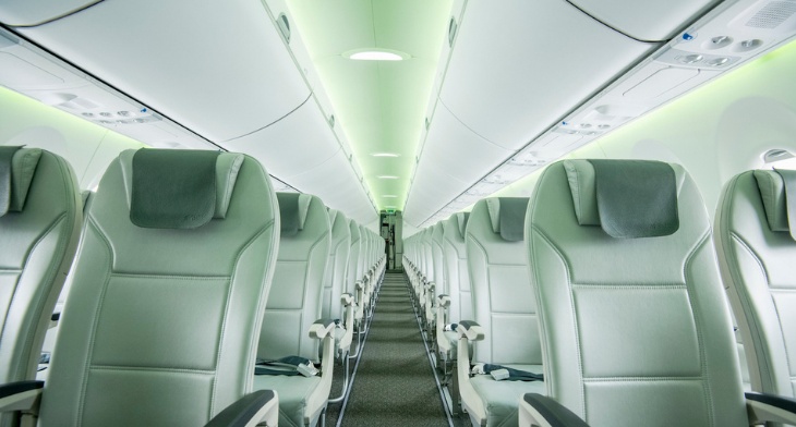 airBaltic Airbus A220-300 economy cabin
