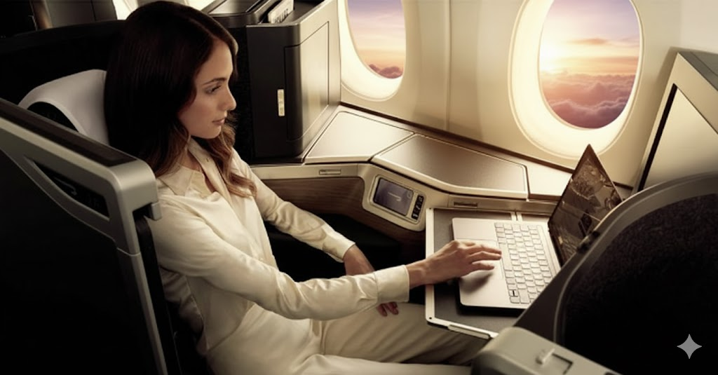 British Airways Boeing 787-8 Dreamliner Club Suite business class cabin