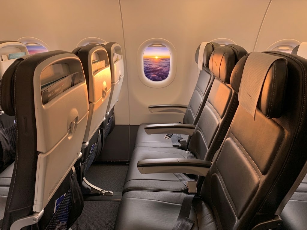 British Airways Euro Traveller cabin, 3-3 seating with no seatback screens