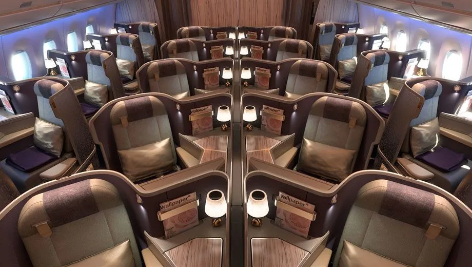 China Airlines A350-900 Business Class with persimmon wood interior and Sky Lounge