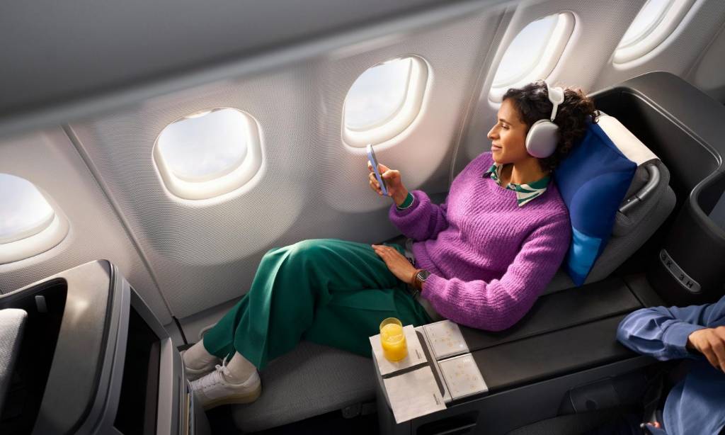 Discover Airlines business class seat beside the window