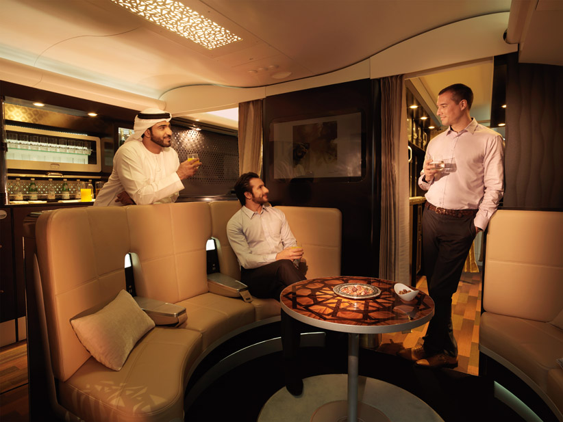 Etihad A380 The Lobby shared bar between First and Business Class