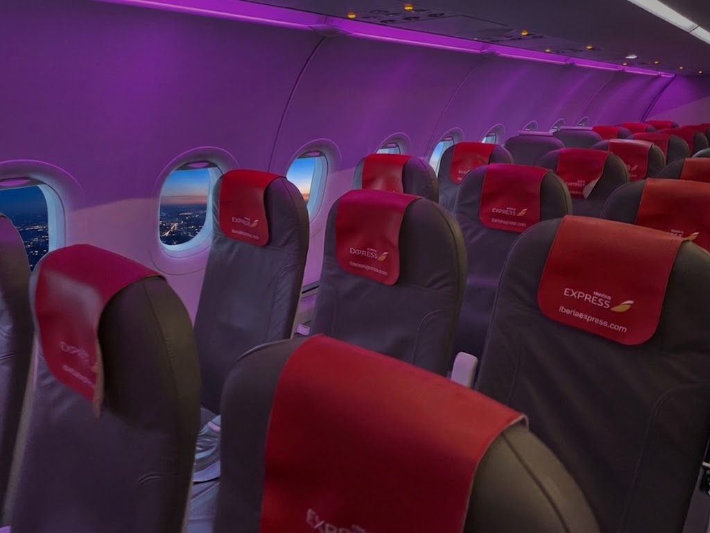 Airbus A320 economy cabin in Iberia group livery