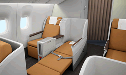 Kenya Airways Premier World Business Class seat on the Boeing 787-8 Dreamliner