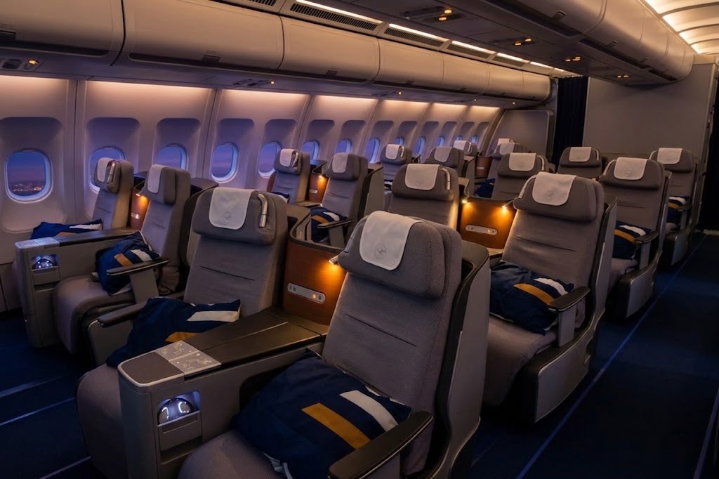Lufthansa Airbus A340-600 Business Class cabin