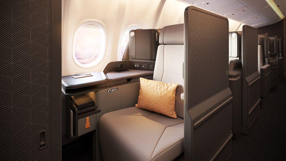 Lufthansa A380 First Class suite with privacy panels and multiple windows