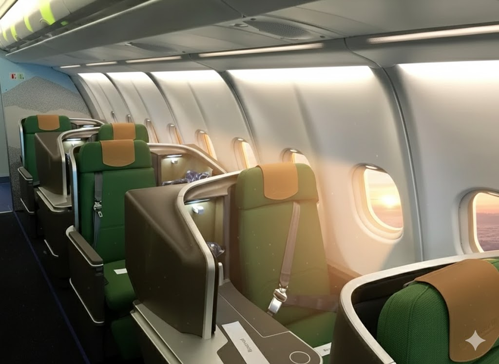 RwandAir Airbus A330 Business Class cabin
