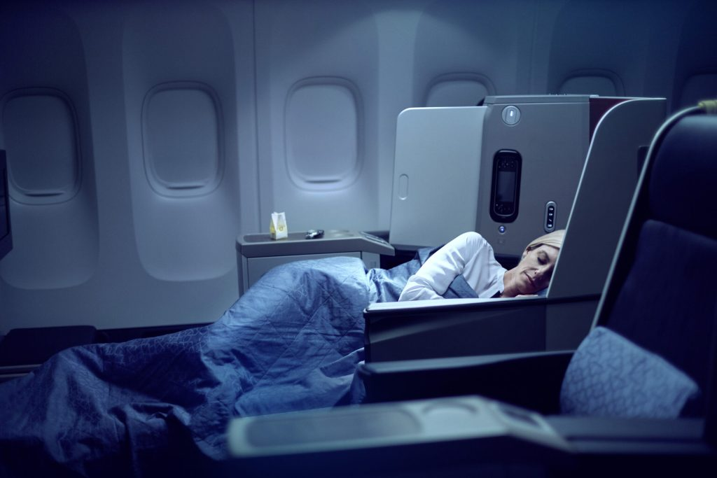 Turkish Airlines 777-300ER Business Class Zodiac Aura Lite seat in 2-3-2 configuration