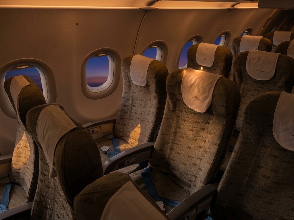 Vietnam Airlines Airbus A321neo economy cabin, three-by-three seating with no seatback screens