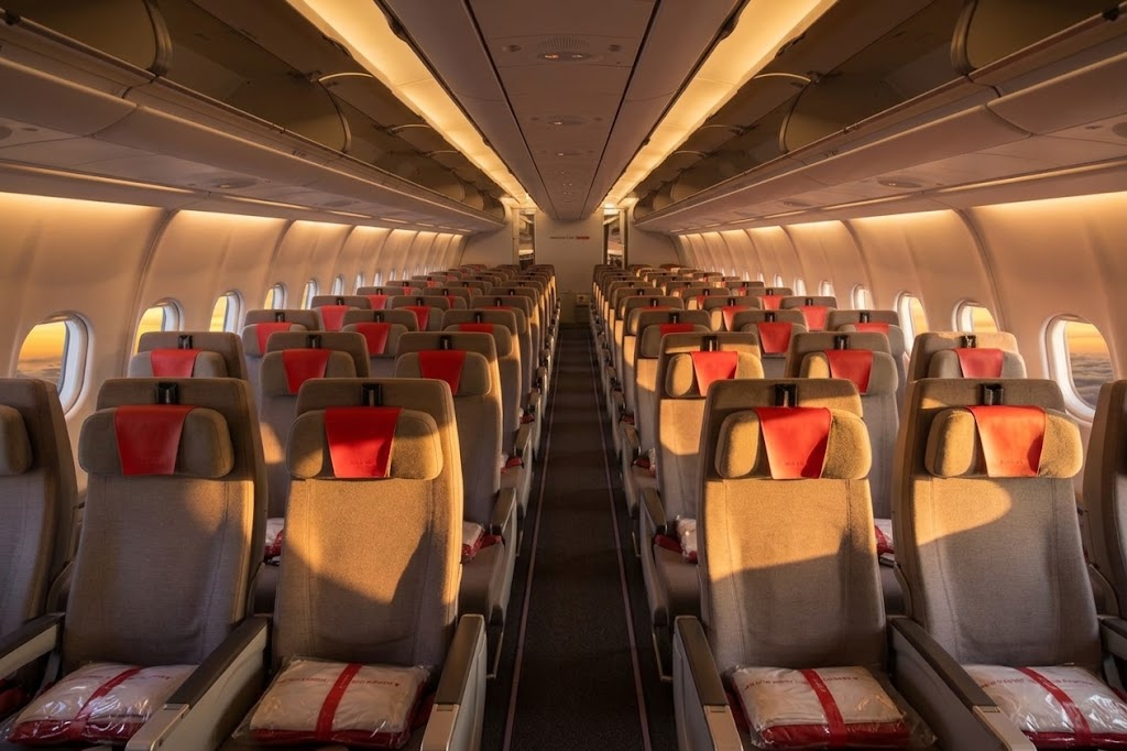 Iberia Airbus A330-200 Turista cabin, twin-aisle 2-4-2