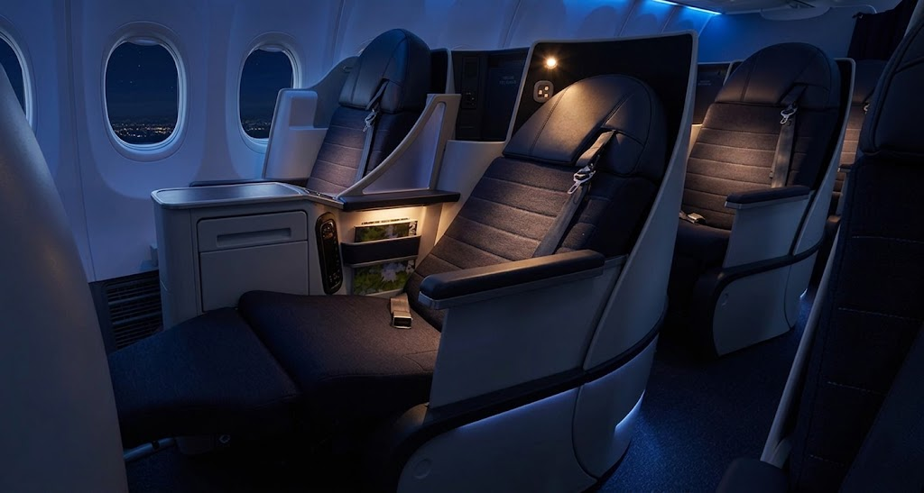 Copa Airlines Dreams business class cabin on the Boeing 737 MAX 9, 2-2 with fully flat seats