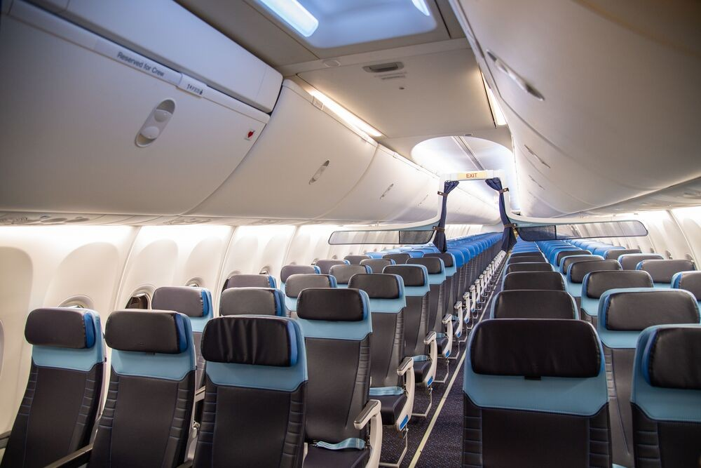 KLM Boeing 737-800 cabin in 3-3 layout with Europe Business curtain