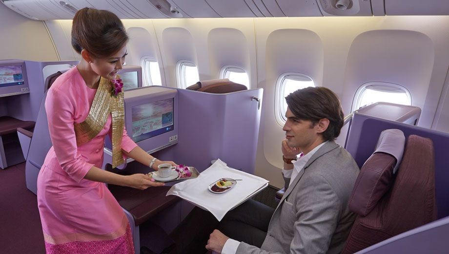 Thai Airways 777-300ER Royal Silk Business Class cabin