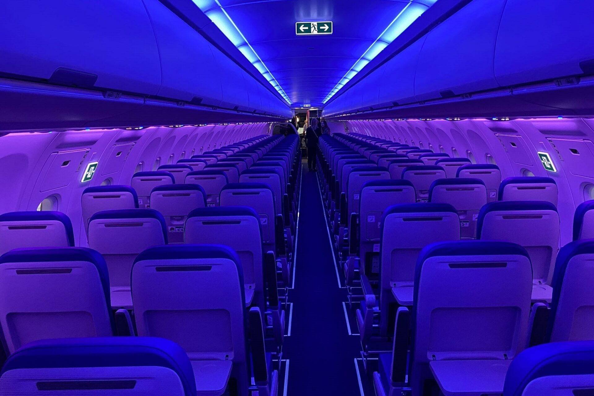 Wizz Air A321neo economy cabin with 3-3 non-reclining seats